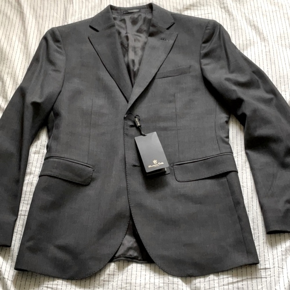 European brand Massimo Dutti Super 120’s Wool blazer, dark grey 36R, NWT
